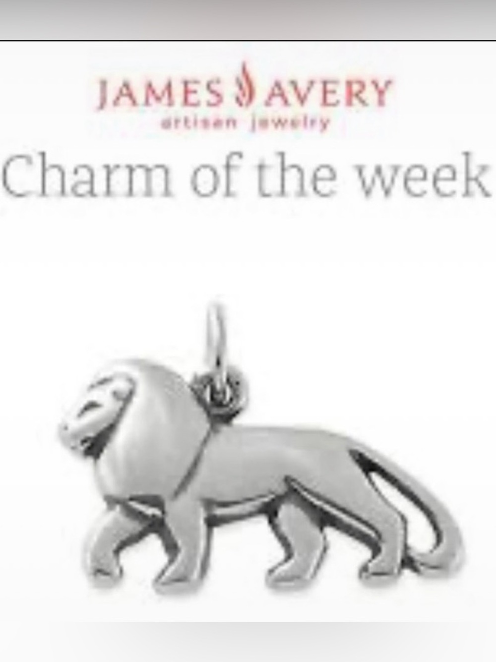 James Avery Silver Lion Charm – Sterling Silver Finish